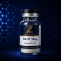Zion Biolabs SS-31 10mg research-use lyophilised vial on dark navy background